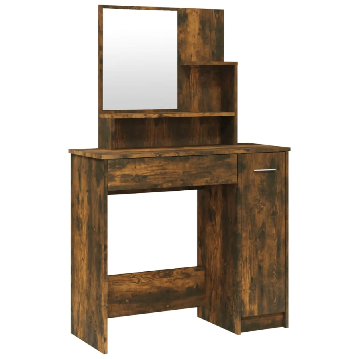 vidaXL Coiffeuse avec Miroir - Chêne Fumé