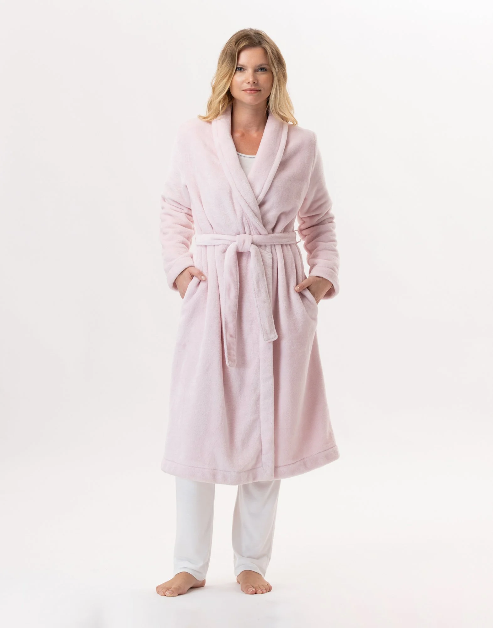 ESSENTIEL H61B - Peignoir en peluche flanelle | Rose