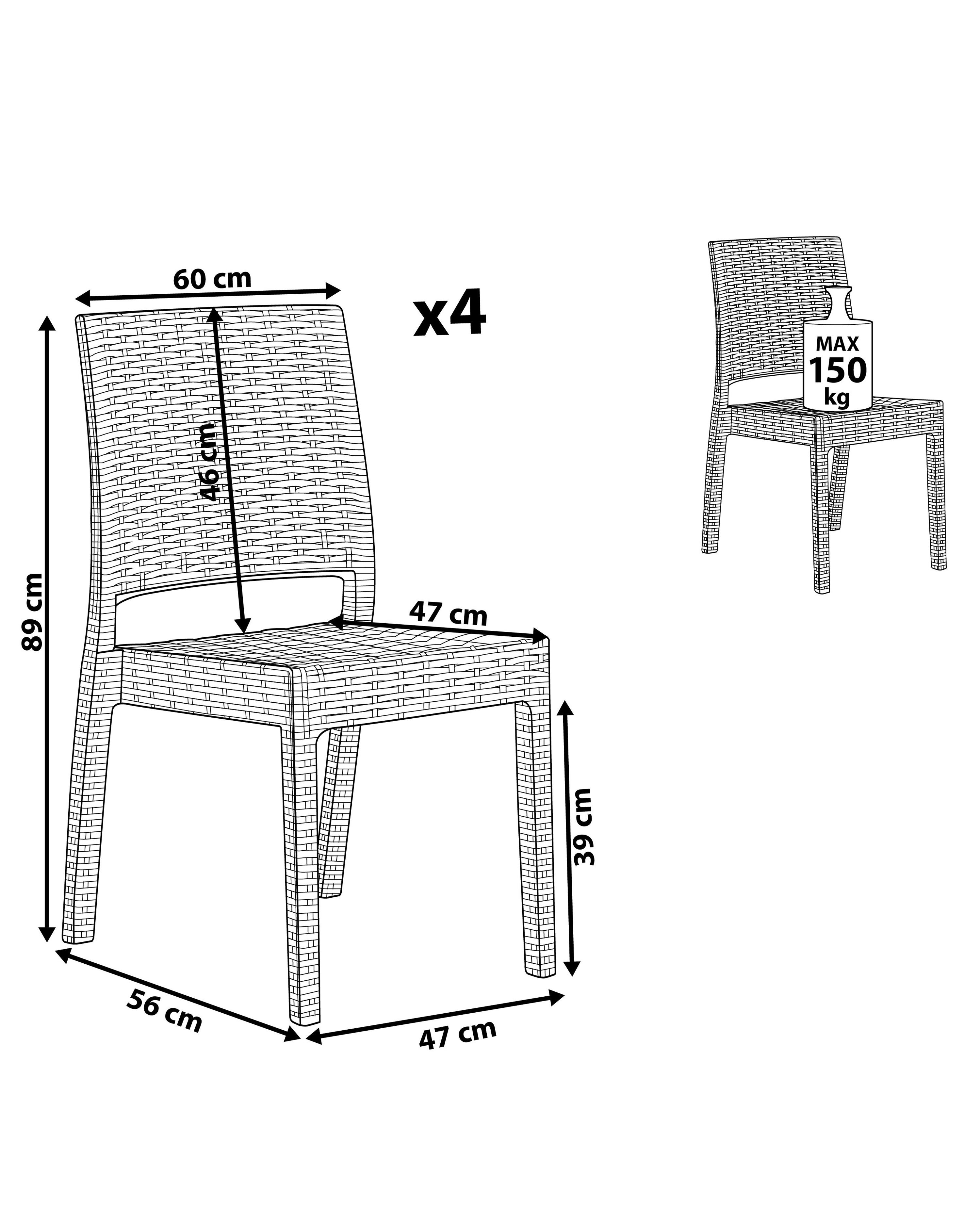 Set van 4 tuinstoelen FOSSANO Synthetisch materiaal Lichtgrijs
