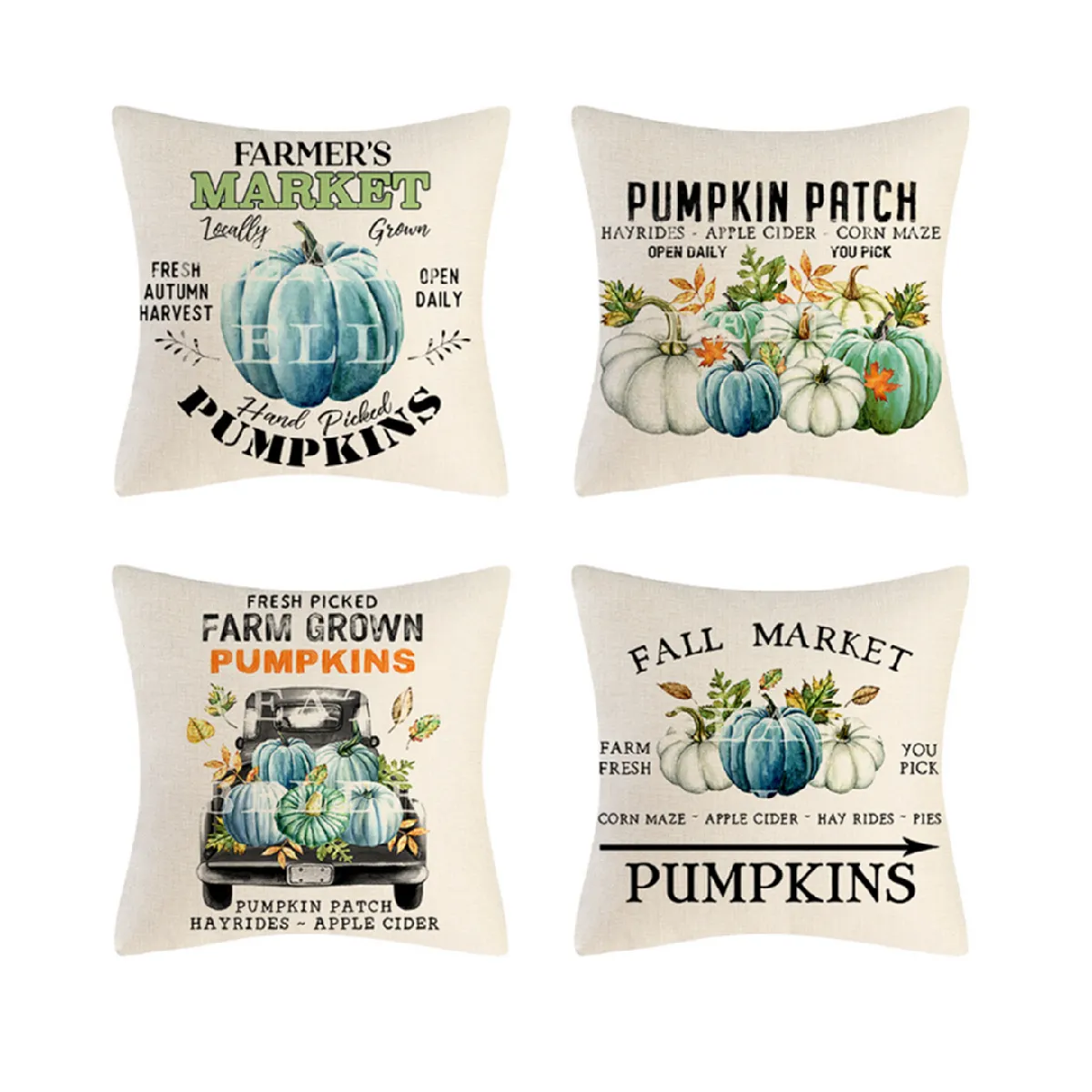 4PCS Taie d'oreiller Linge - Pumpkin