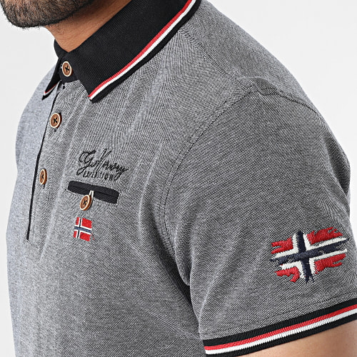 Polo Manches Courtes Noir Chiné