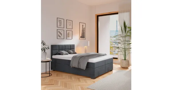 Boxspringbett Coma Cord graphit 140 x 96 x 204 cm