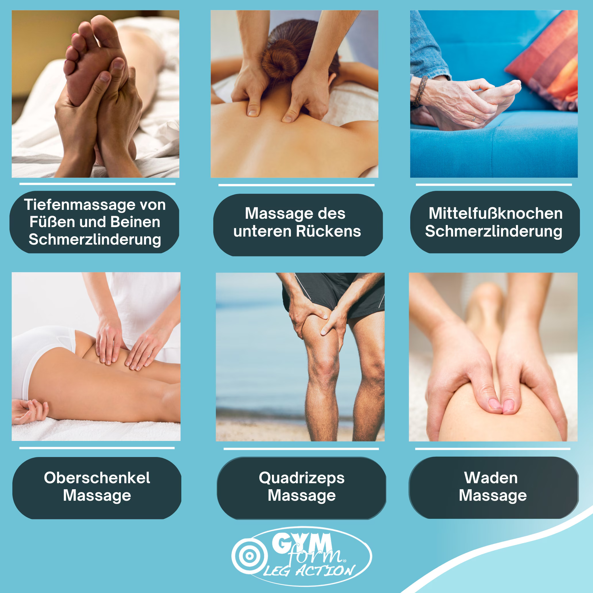 Leg Action Fuss Massagegerät Shiatsu Vibrationsplatte für Füsse / Beine - Blau