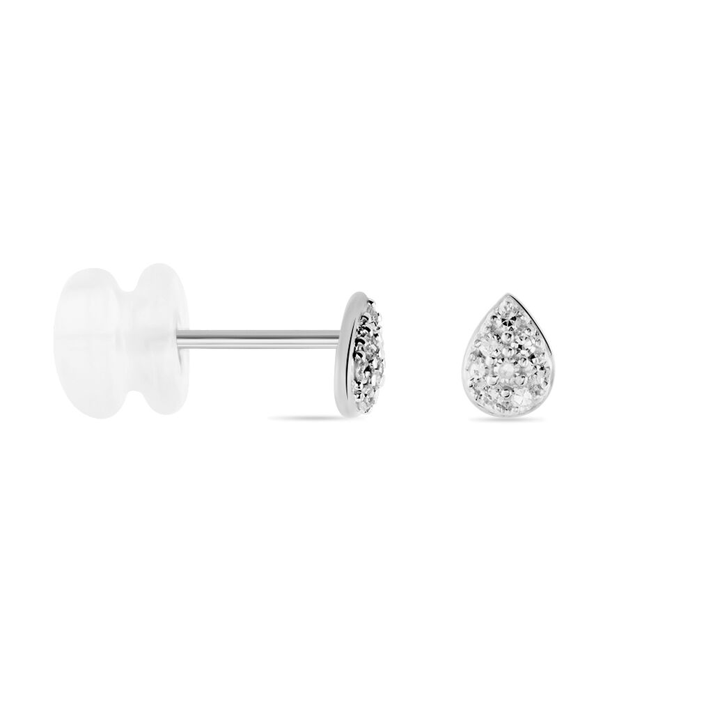 Boucles D'oreilles Puces Nevena Or Blanc Diamant