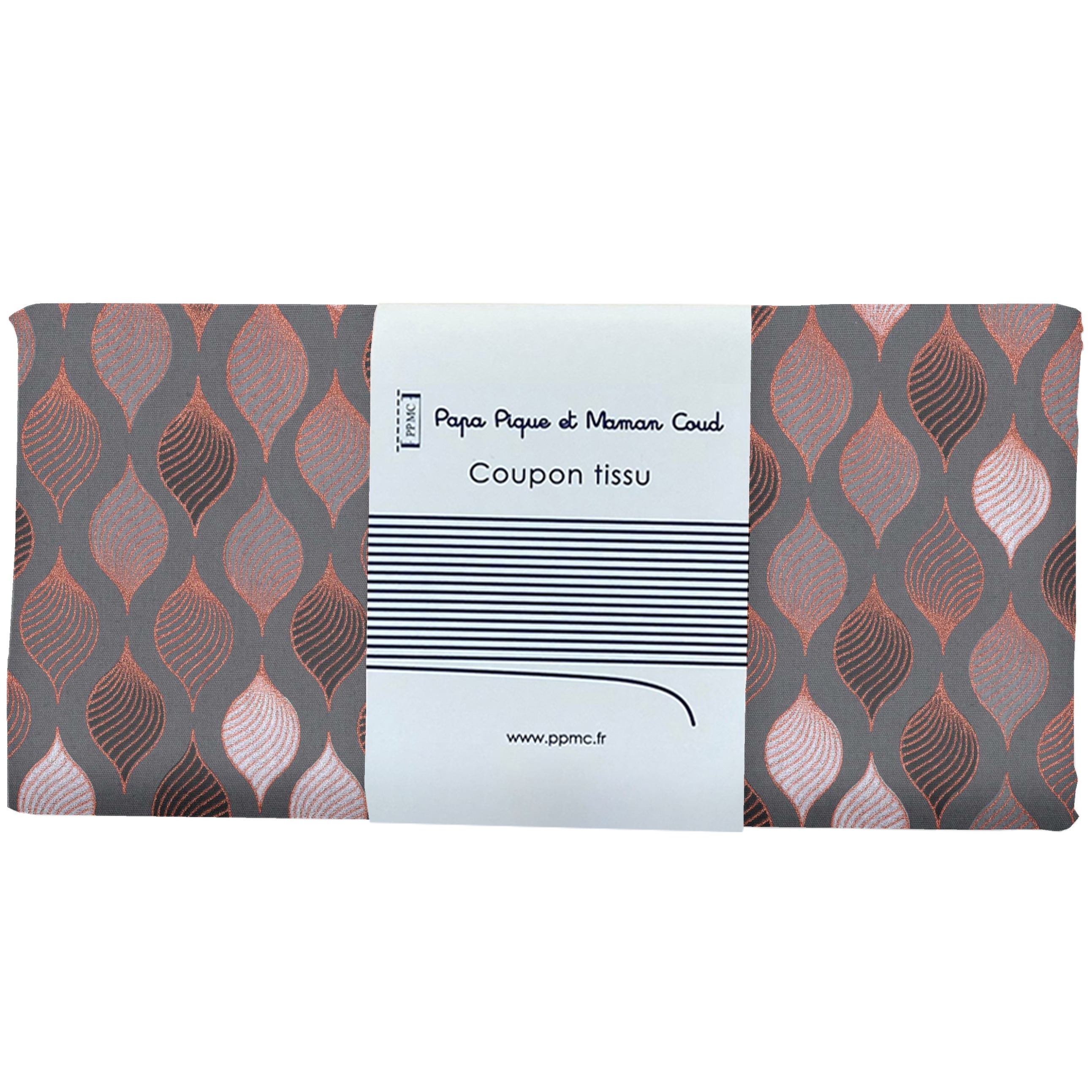 Coupon Tissu 50 Cm Ex2352 Torsades Cuivré Gris