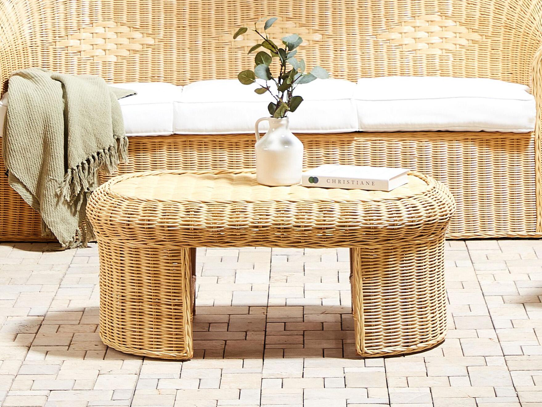 Tuin salontafel LIVADEIA 60 cm 96 cm Rotan Natuurlijk