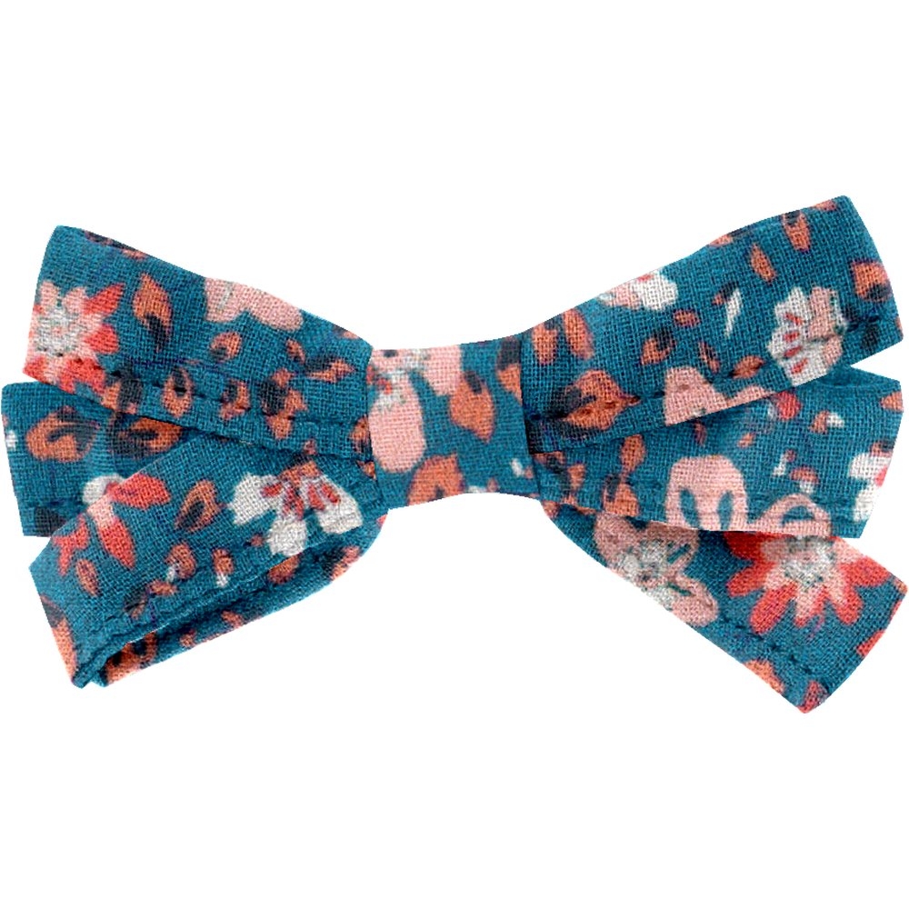 Barrette Noeud Ruban Fleuri Nude Ardoise