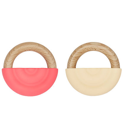 OYOY Beißring - Rainbow Beißring - 2er-Pack - Cherry Red/Vanilla