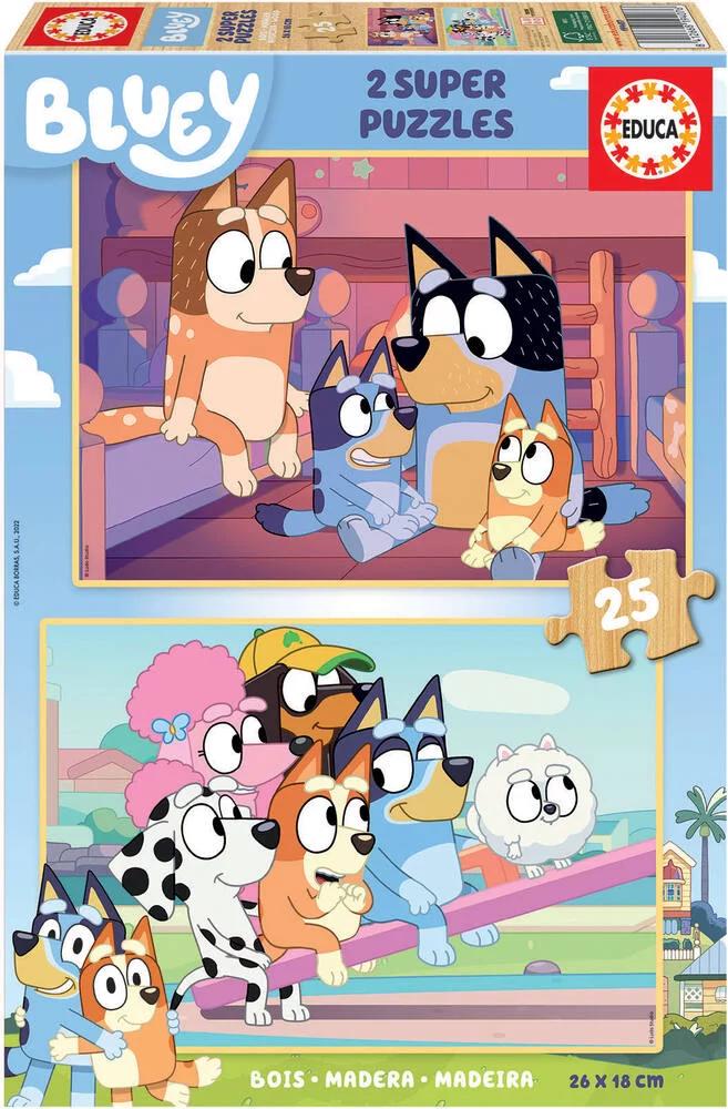 BLUEY - PUZZLE BOIS - 2 X 25 PIECES