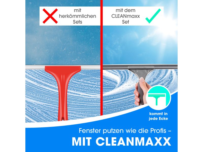 CLEANmaxx Fensterwischer 7-teilig, Grau/Rot Fensterreiniger