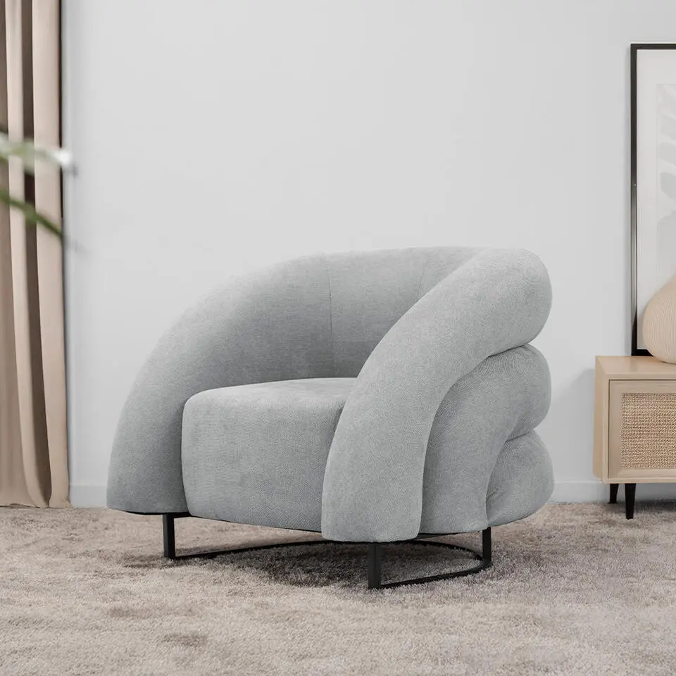 HOME DELUXE fauteuil MACA fluweel stof beige - 95 x 73 x 88 cm