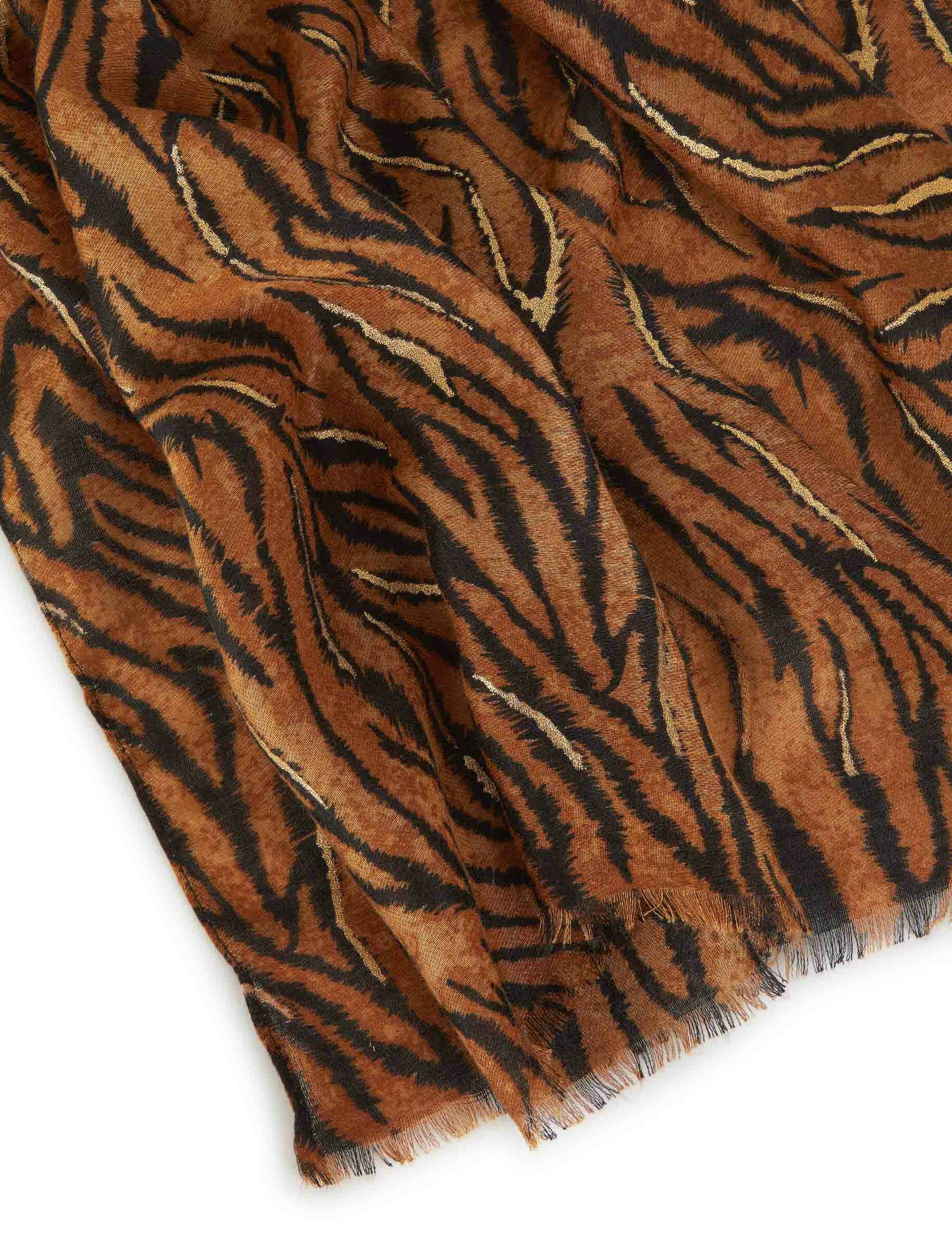 Foulard imprimé animalier marron femme - marron