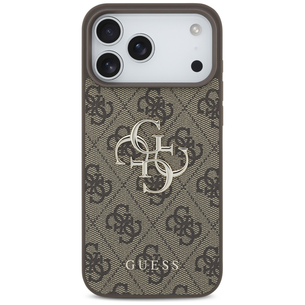 iPhone 17 Pro Leder Hardcase Hülle 4G Big Metal Logo (GUHCP17L4GMGBR) - Braun