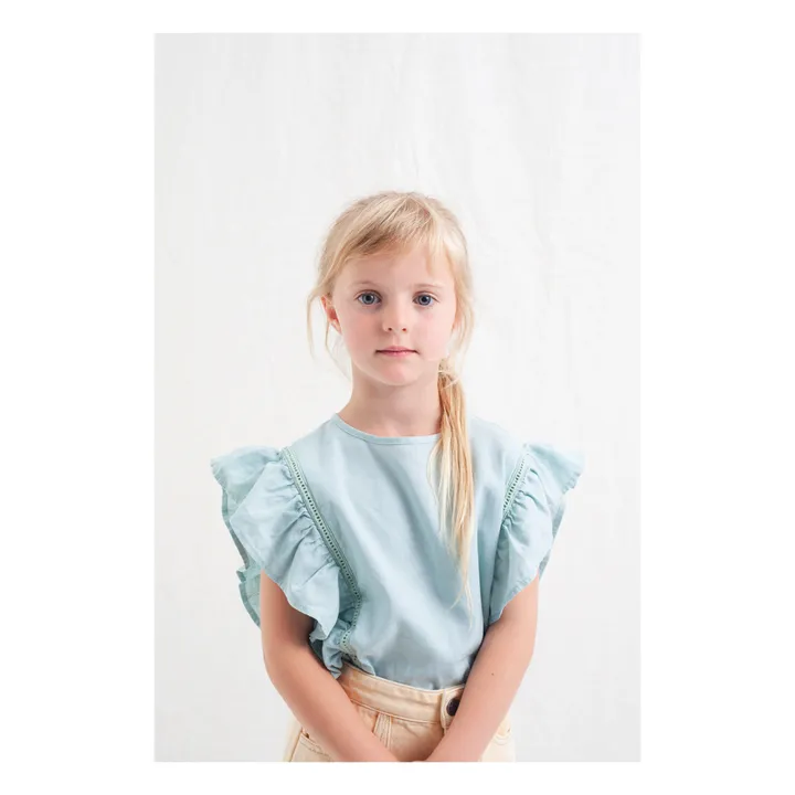 Tocoto Vintage Top Volant | Bleu ciel