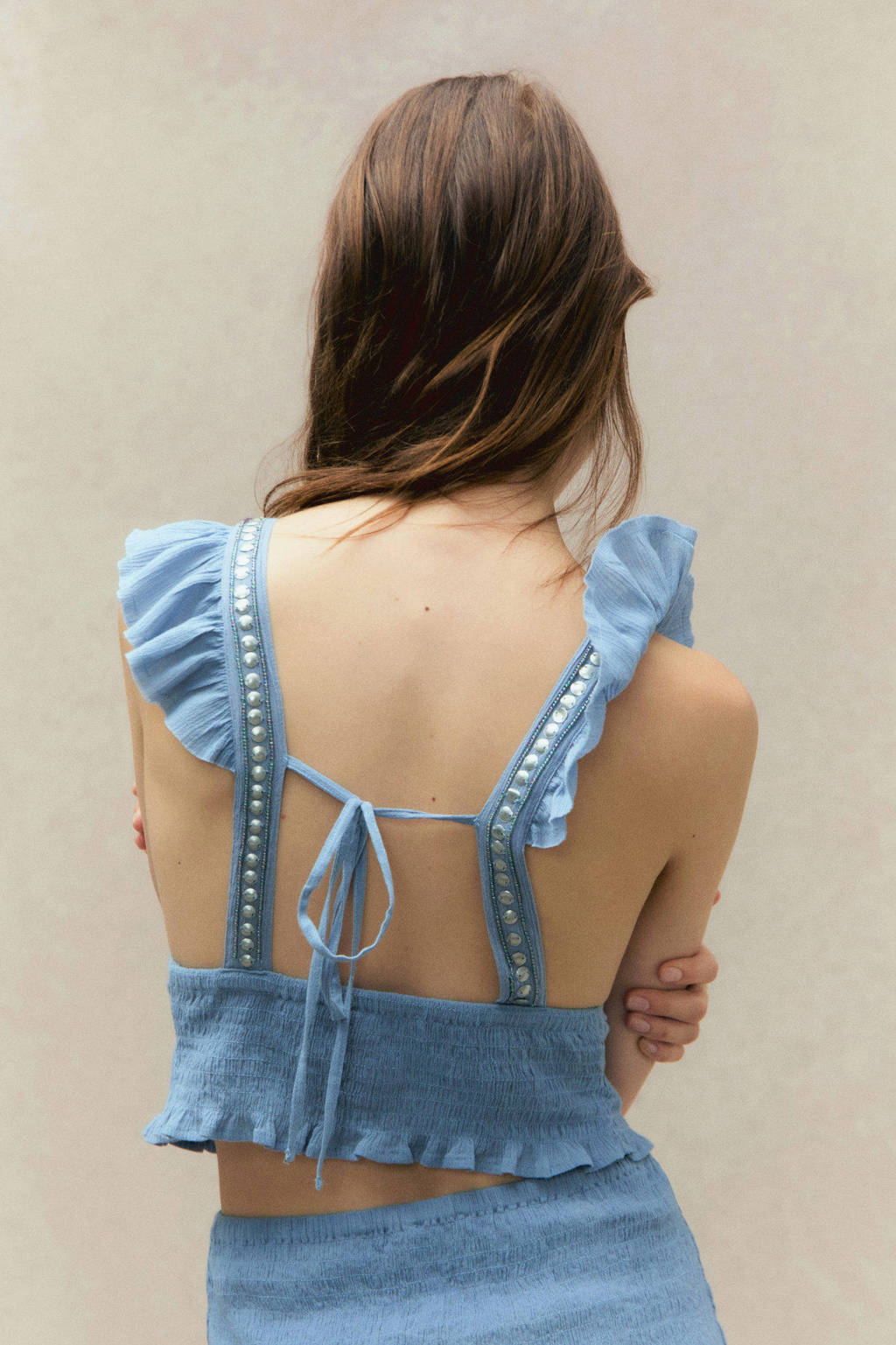 MANGO TEEN crop top lichtblauw