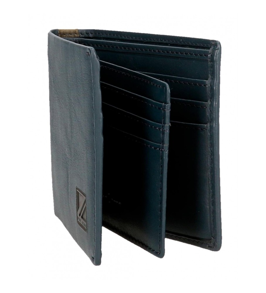 Carteira Pepe Jeans Marshal em couro com porta-cartões, azul marinho