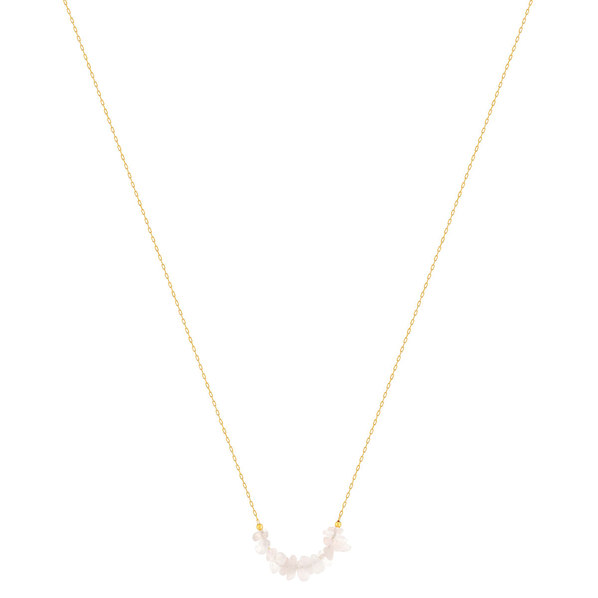 Collier plaqué or jaune quartz rose 42 à 45 cm