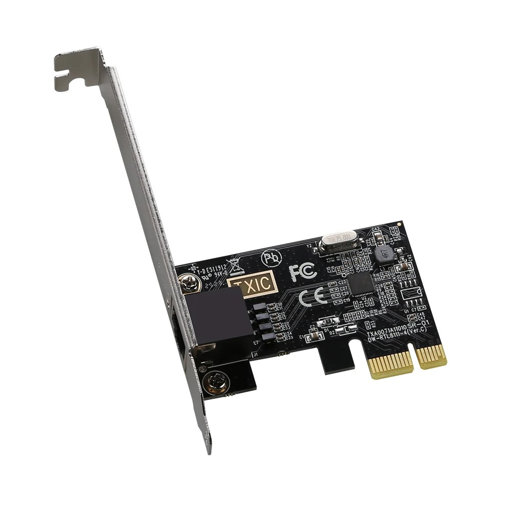 PCIe x1 auf Gigabit Ethernet LAN RJ45 Netzwerkkarte für PC / Computer (10/100/1000 MBit/s) Adapter - Schwarz