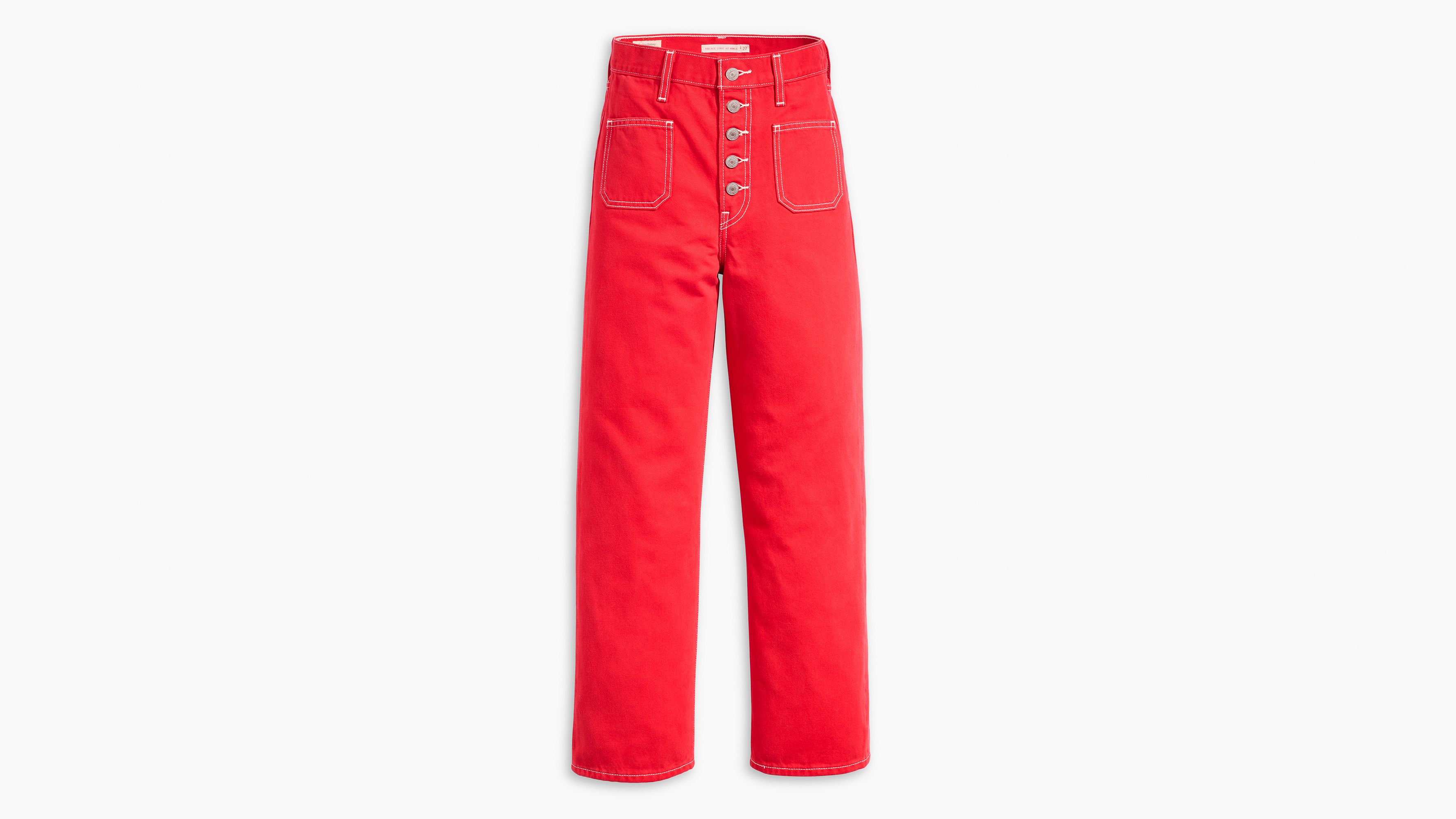 Jean Ribcage poche plaquée Straight - Script Red - Rouge