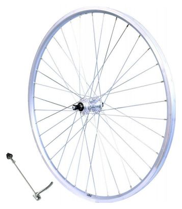 ROUE 26  VTT ARRIERE JANTE ALU SIMPLE PAROI ARGENT FREIN PATIN MOYEU ALU BLOCAGE RAPIDE ROUE LIBRE 5/6/7V