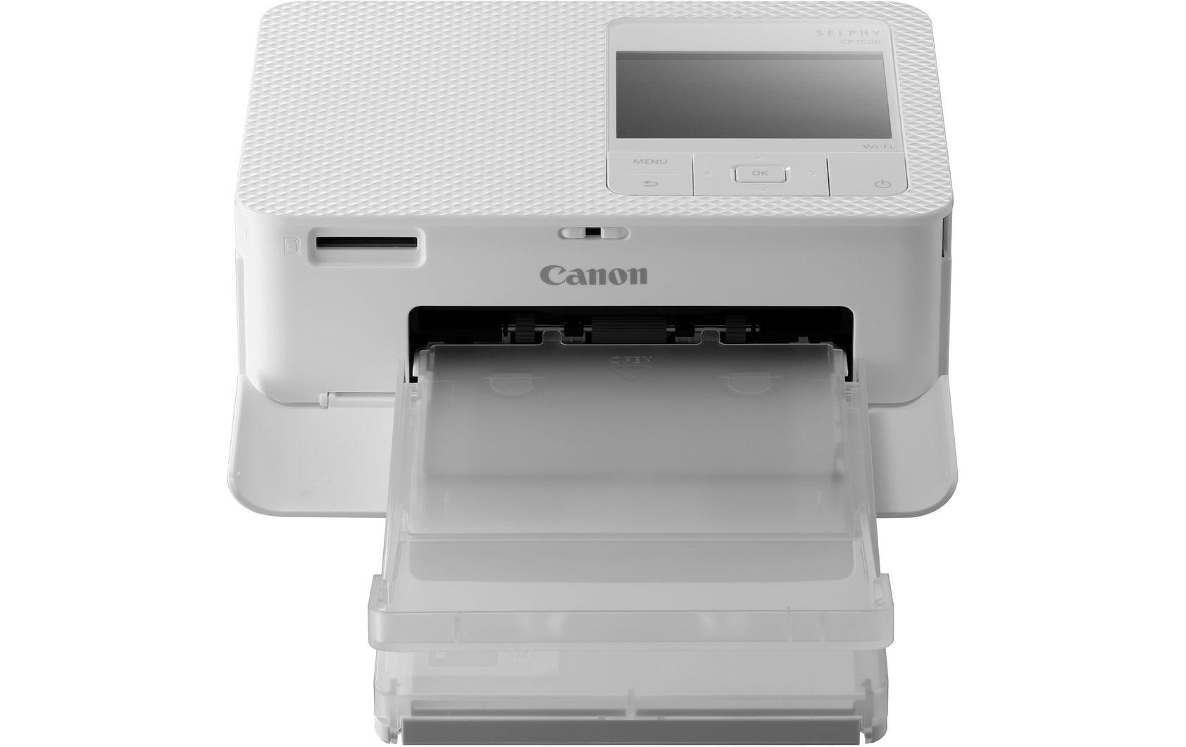 Fotodrucker Selphy CP1500 Weiss inkl. Papier und Tinte<br>Mobiler, WLAN-fähiger Fotodrucker