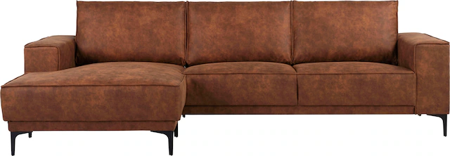GOODproduct Ecksofa »Polsterecke Oland, Struktur, Flachgewebe, Luxus-Microfaser, Boucle« L-Form, 280 cm, Wellenunterfederung, Skandi-Design, Metallfüsse