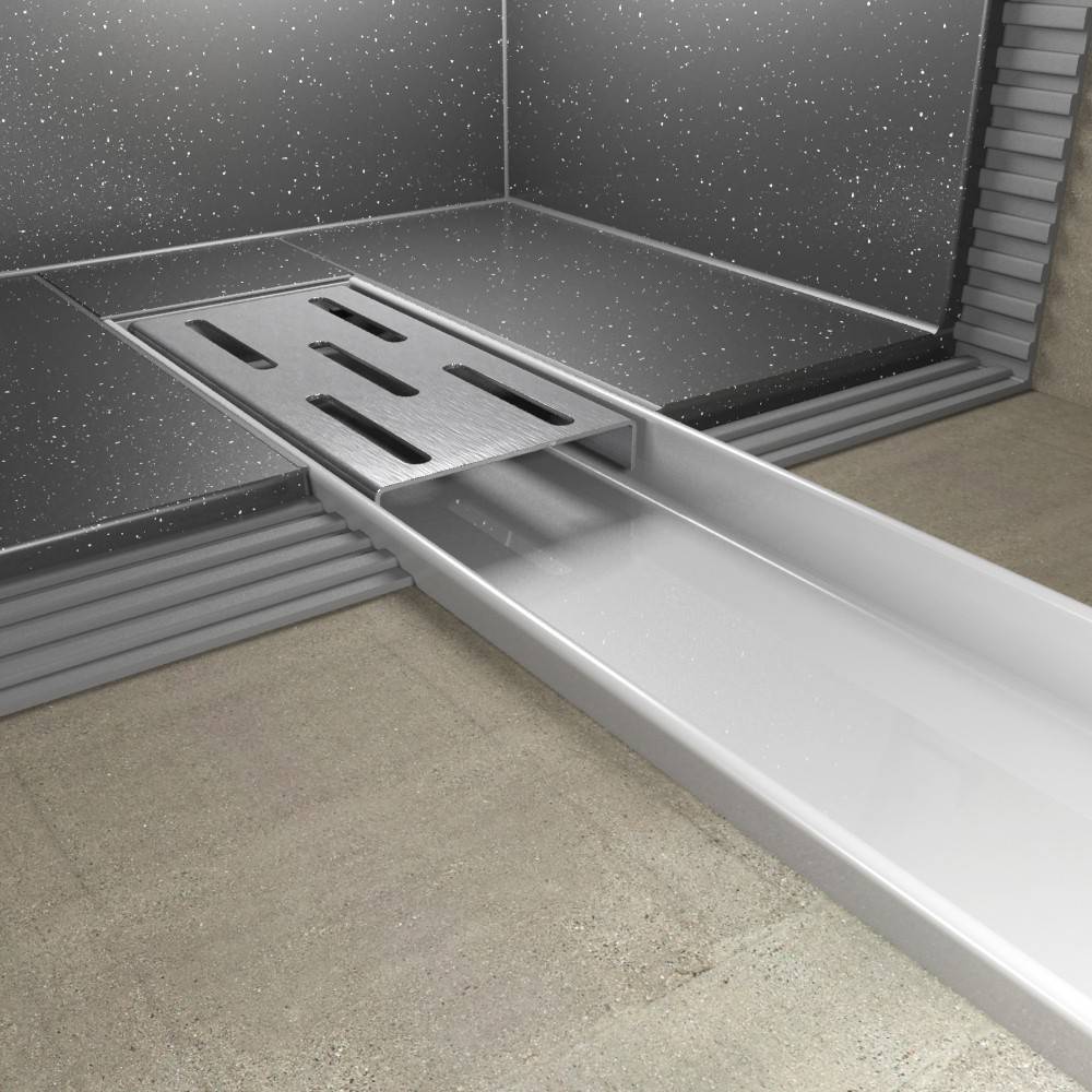 Mueller Basic douchegoot RVS met flens 120x7cm