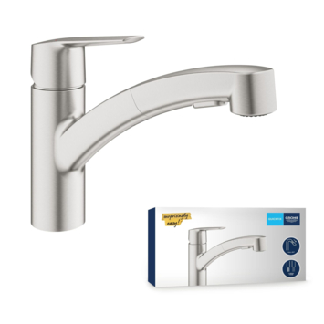 Grohe keukenkraan Start dual spray QuickFix supersteel (RVS look)