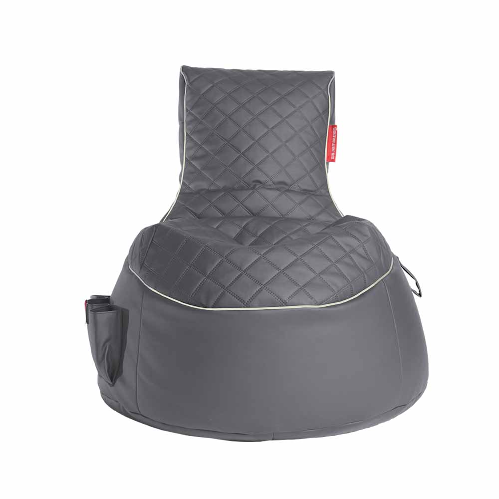 Gamewarez Gaming Sitzsack Classic - Kunstleder Granite Hurricane (Grau/Weiß)