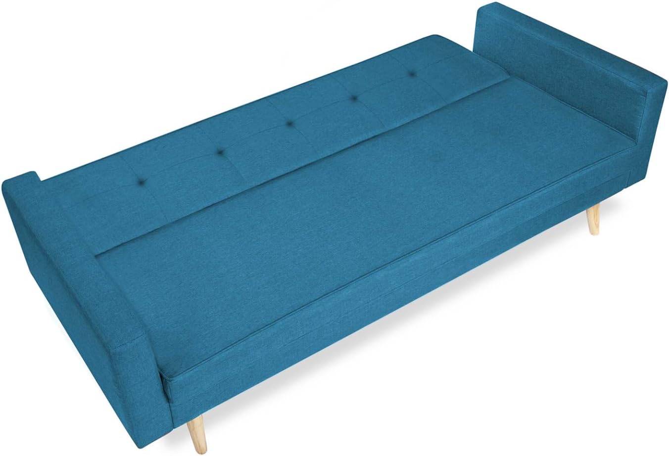 IDMarket - Canapé Droit scandinave 3 Places Convertible Lars en Tissu Bleu Canard TY3686073
