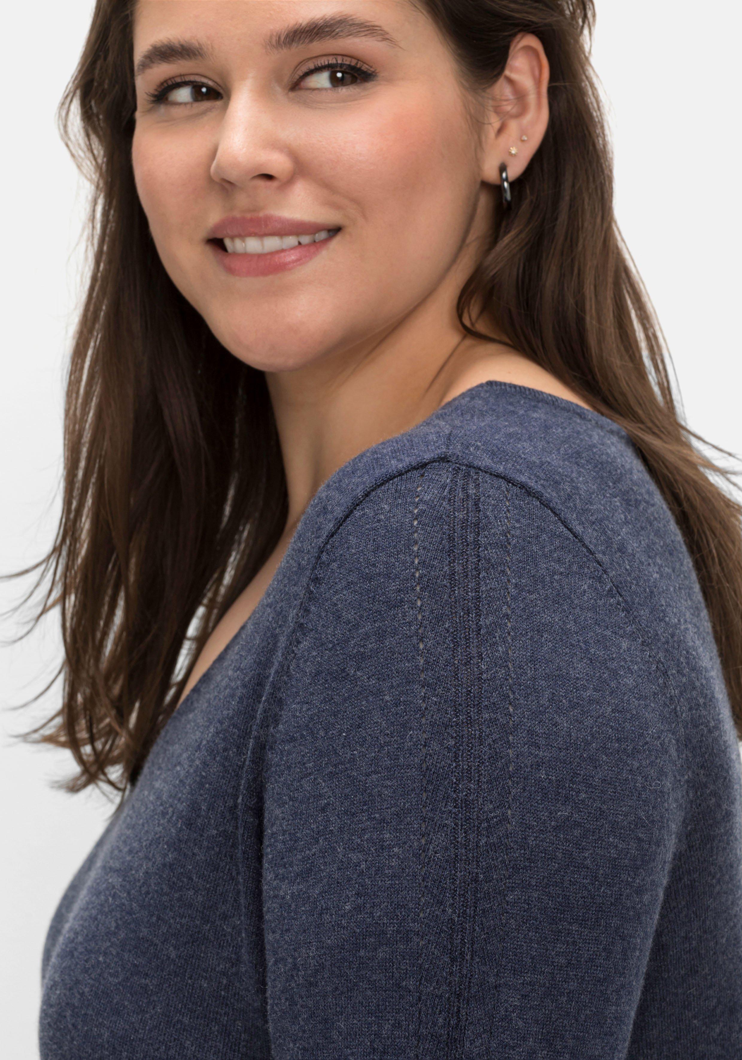 Pullover mit Kaschmir und Ajourstrick-Details