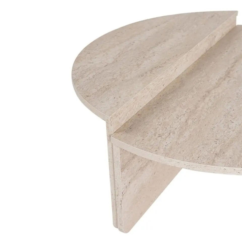 CALICOSY - Set van 2 Salontafels ORION - Travertijn - 35x90x90 cm
