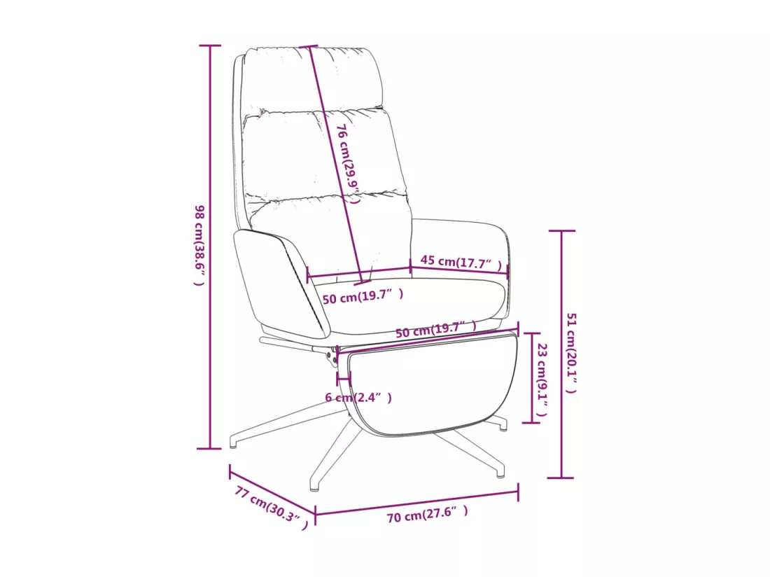 Chaise de relaxation avec repose-pied Gris foncé Tissu