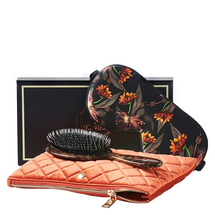 Fan Palm Sleeping Eye Mask 100% Mulberry Silk Black Hibiscus