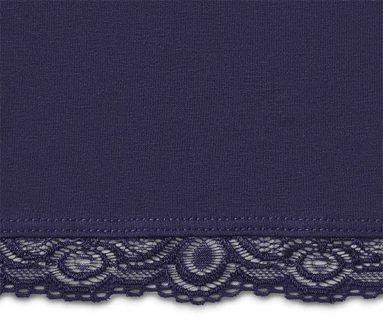 3/4-Leggings mit Spitzenborte, dunkelblau