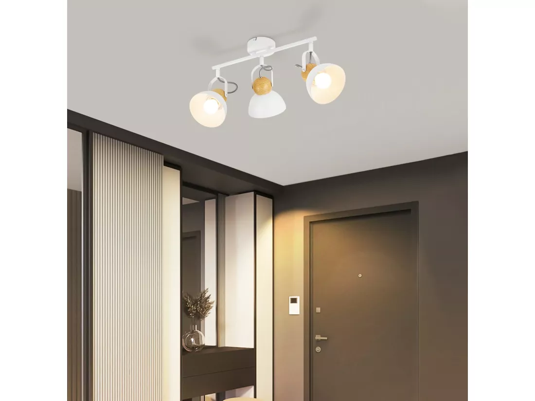 NETTLIFE Spot de plafond vintage noir E27 orientable 350° lampe de couloir rétro métal industriel orientable