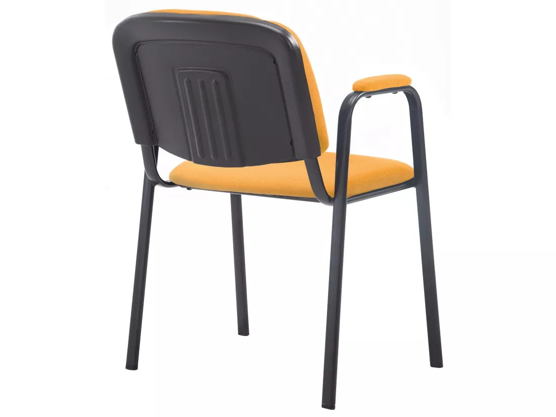 Chaise de conférence - Tissu & Métal noir mat - Orange - Ken Pro