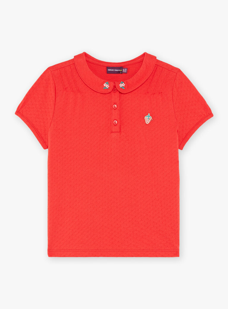 T-shirt rouge à col Claudine