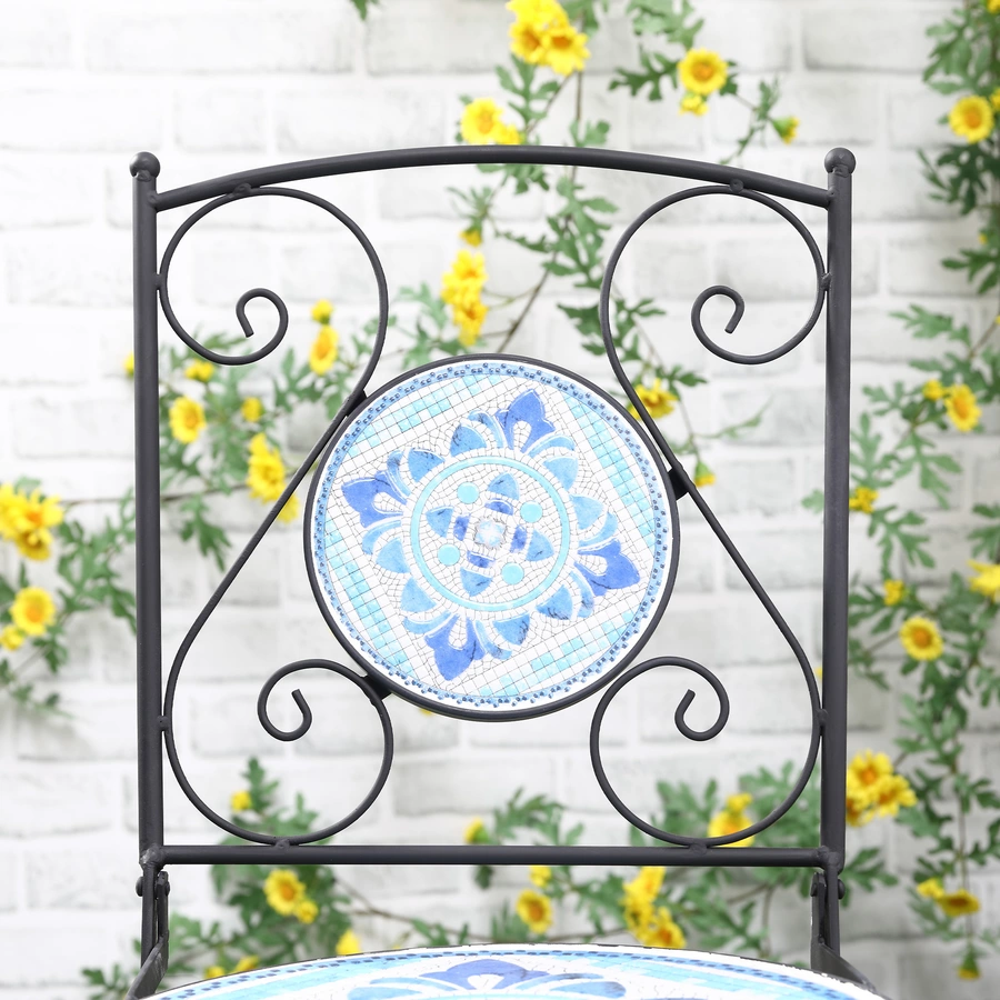 Outsunny Gartenmöbel-Set mit Stahlrahmen blau, schwarz