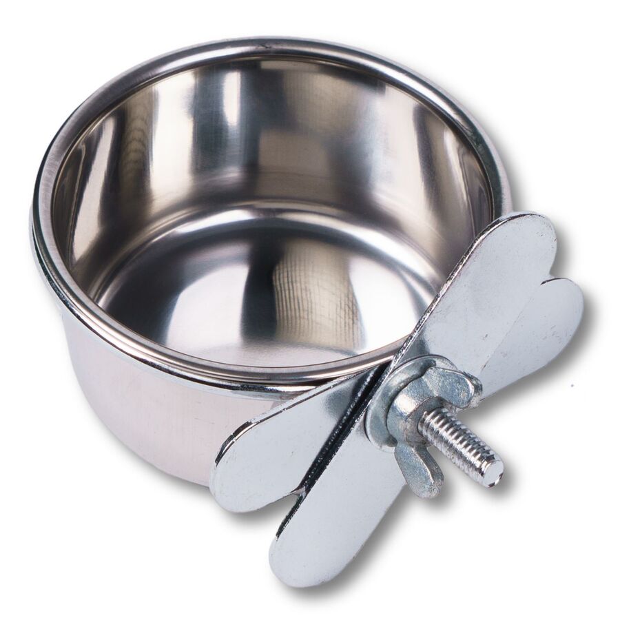 Alimentador para papagaios WUAPU em aço inoxidável, 0,28 L, 9 cm