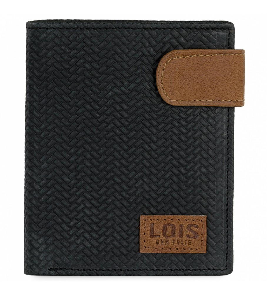 Carteira Lois em couro com porta-moedas interno e proteção RFID LOIS 202720 preta