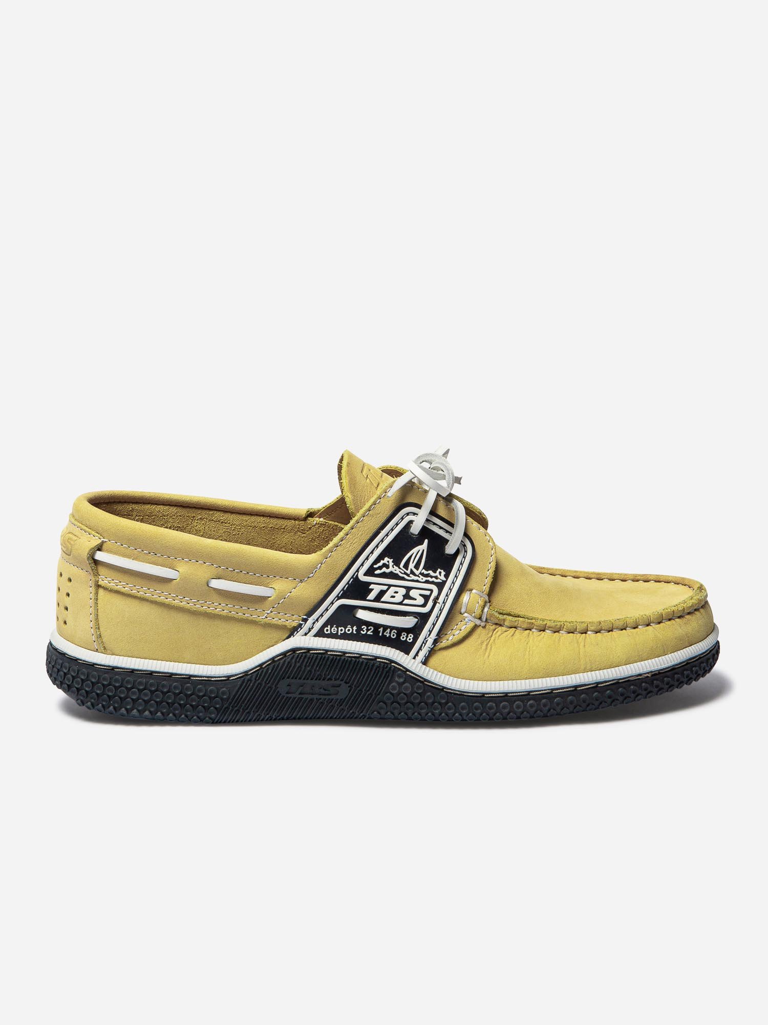 Chaussures Bateau Homme Semelle Grip Cuir Jaune