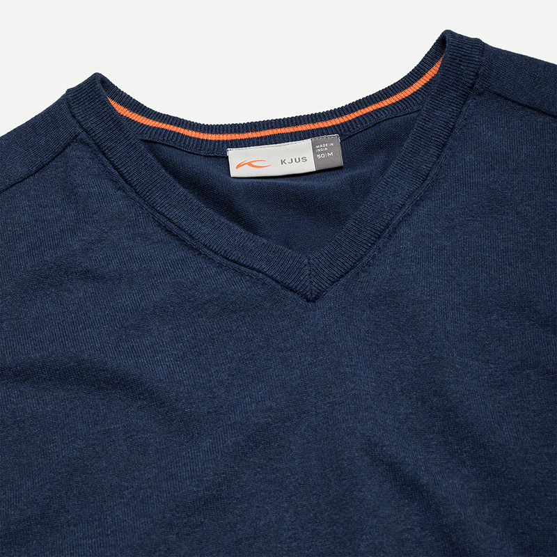 Kirk V-Neck Pullover Herre Atlanta Blue Melange