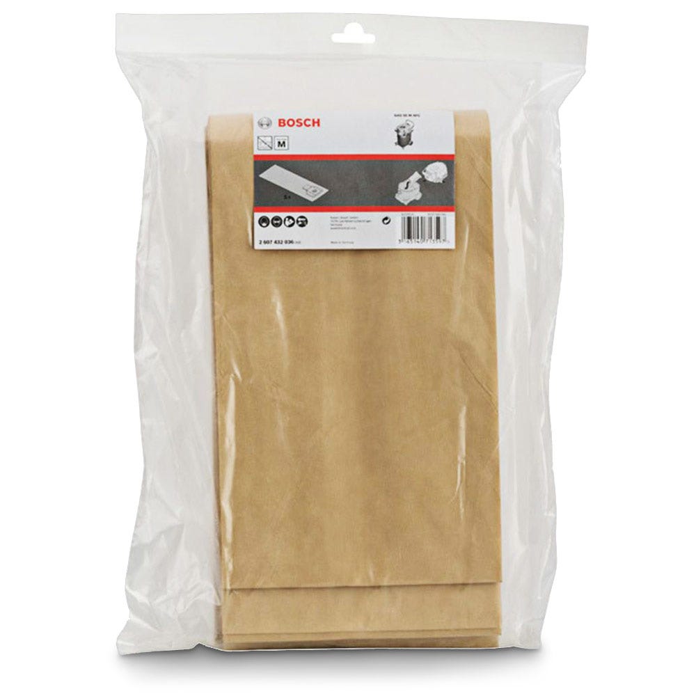 Pacote com 5 sacos de filtro para aspirador de pó BOSCH 2607432036