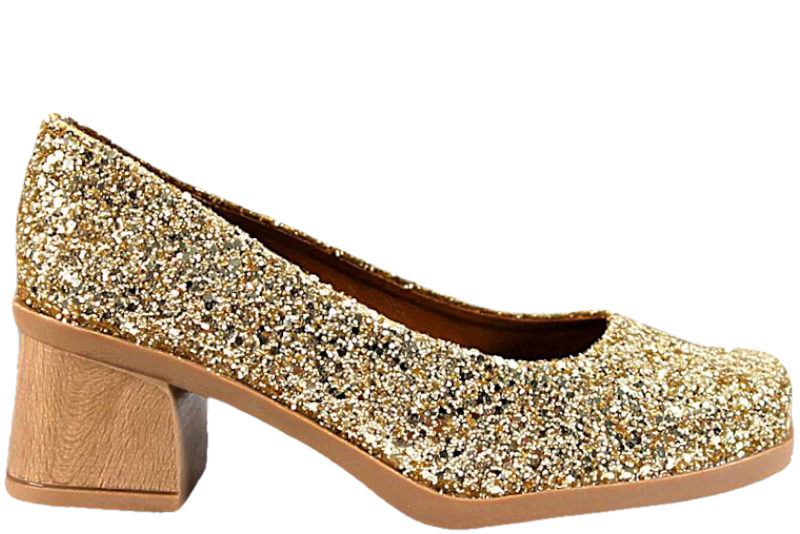 TIM & SIMONSEN FLORENCE PUMP GLITTER ORO GOLD PUMPS