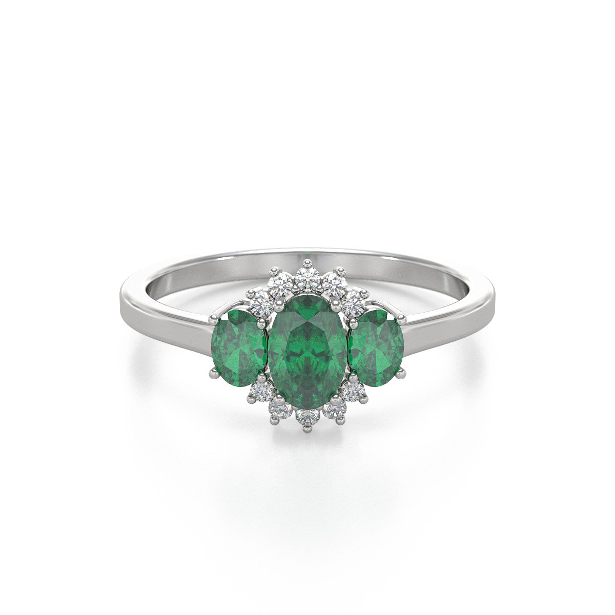 Bague ADEN Emeraude et diamants sur Argent 925 1.358grs