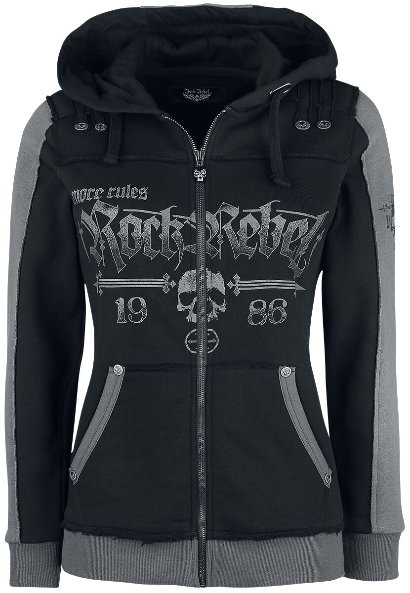 Veste À Capuche Noire Imprimé Rock Rebel & Crânes | Rock Rebel by EMP Sweat-shirt zippé à capuche