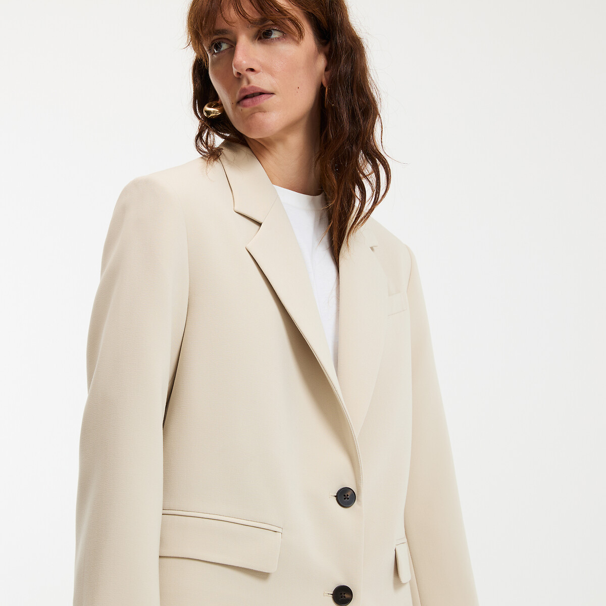 COLEÇÕES LA REDOUTE<br>Blazer de corte slim com uma única fileira de botões