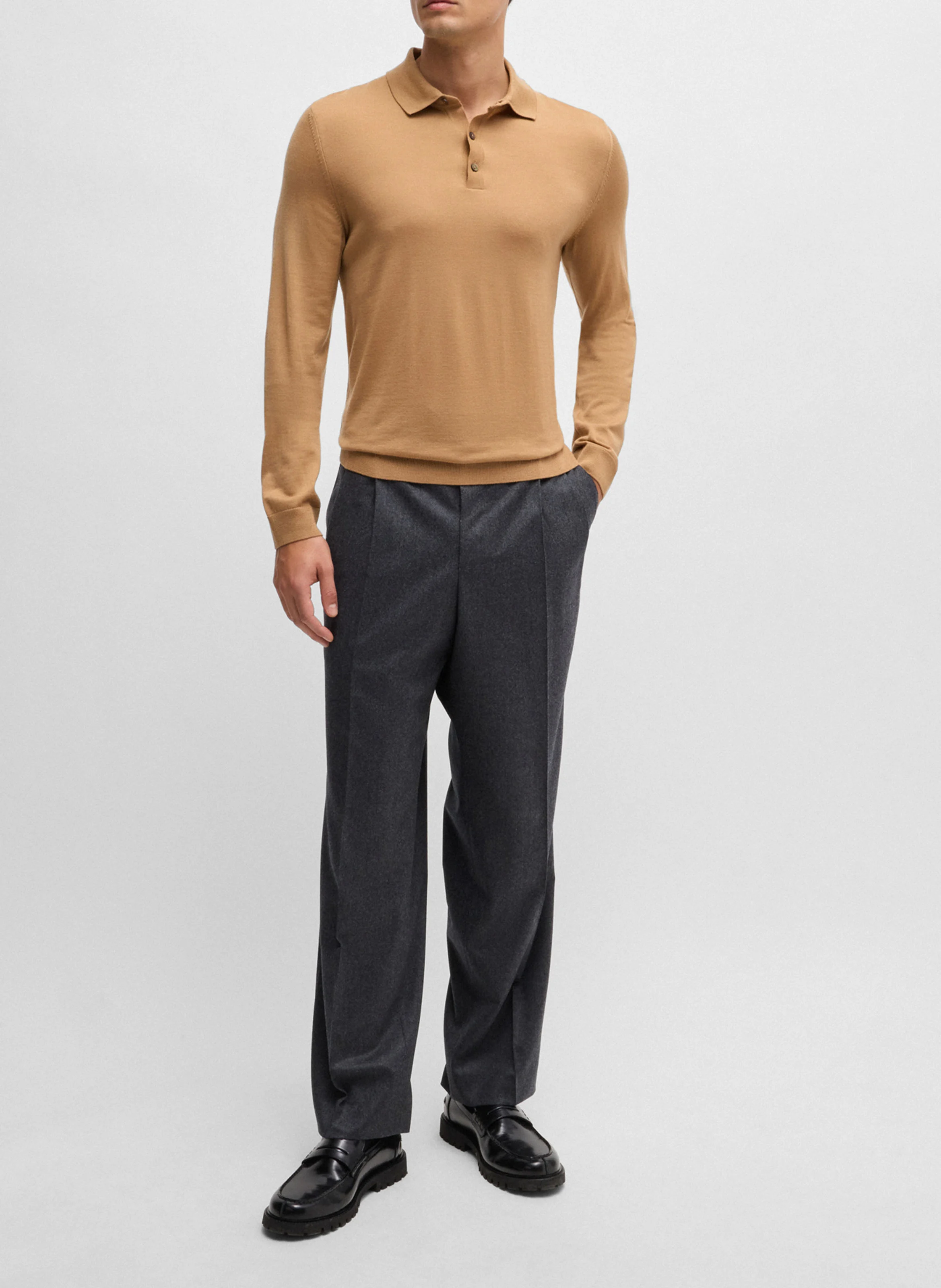 Polo slim-fit en laine | Beige
