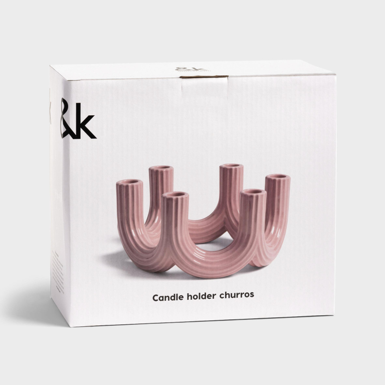 &klevering Churros kandelaar large roze